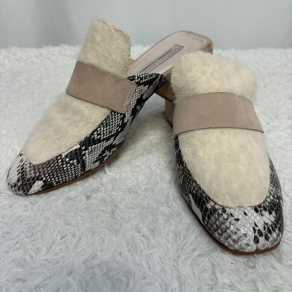 Kristin Cavallari X Chinese Laundry Snakeskin Faux Fur Mules Sz 7.5 Fearless